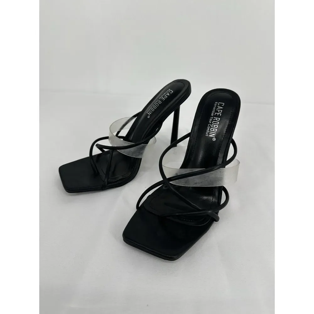 Cape Robbin Sora Strappy Stiletto Heel Sandals, Black, Size Women‎ 7.5
